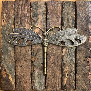 "Art Deco Dragonfly" Antique Brass Pendant (87mm x 53mm)