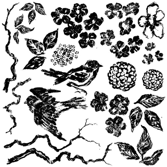 Birds Branches Blossoms Decor Stamps