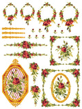 Petite Fleur Red IOD Paint Inlay 12"x16" Pad - 4 Sheets