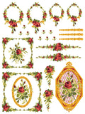 Petite Fleur Red IOD Paint Inlay 12"x16" Pad - 4 Sheets