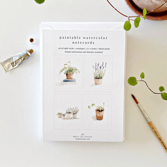 Potted Plant Paintable Notecards