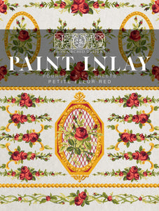 Petite Fleur Red IOD Paint Inlay 12"x16" Pad - 4 Sheets