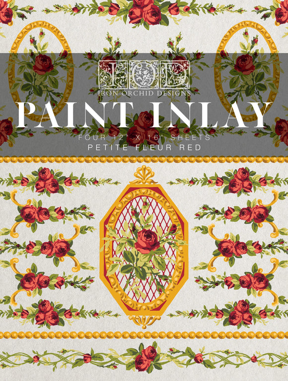 Petite Fleur Red IOD Paint Inlay 12