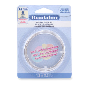 14g Beadalon Silver Plated German Style Round Wire - 4.3 ft.