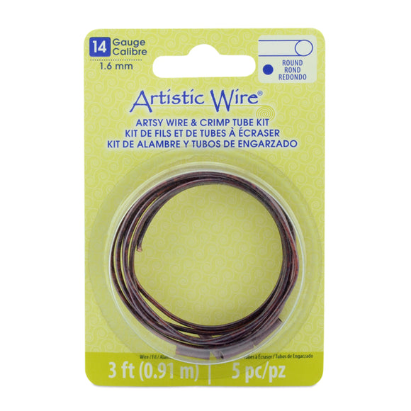 14g Artistic Wire Artsy Burgundy Color w/Lg. Wire Crimp Connectors - 3 ft.