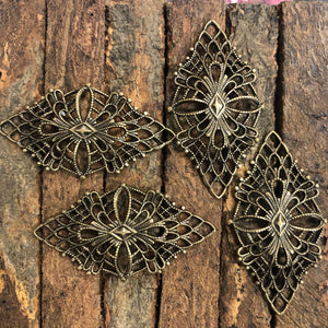 "Lola" Antique Brass Filigree (50mm x 27mm)