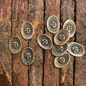 "Sun Charm" Antique Brass (14mm x 21mm)
