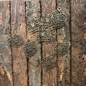 "Hip to Be I" Antique Brass Filigree Connector (21mm x 15mm)