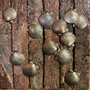 "Shell Charm" Antique Brass (16mm x 18mm)