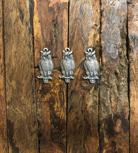 "Owl Charm" Antique Silver Filigree Pendant (10mm x 21mm)