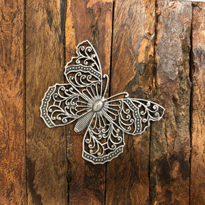 "Lacy Butterfly" Antique Silver Filigree (39mm x 48mm)