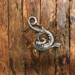 "Koi Fish" Antique Silver Pendant (32mm x 43mm)