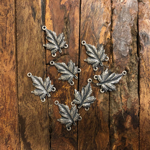 "Tiny Leaf" Antique Silver Connector (14mm x 19mm)