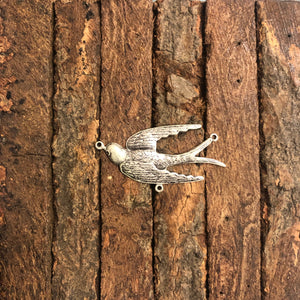 "Swallow" Antique Silver Charm (41mm x 21mm)